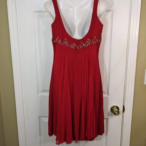 Mike Benet Formals 1960s Vintage Red Chiffon Intricate Sequin Dress - size 10* - Picture 6 of 16